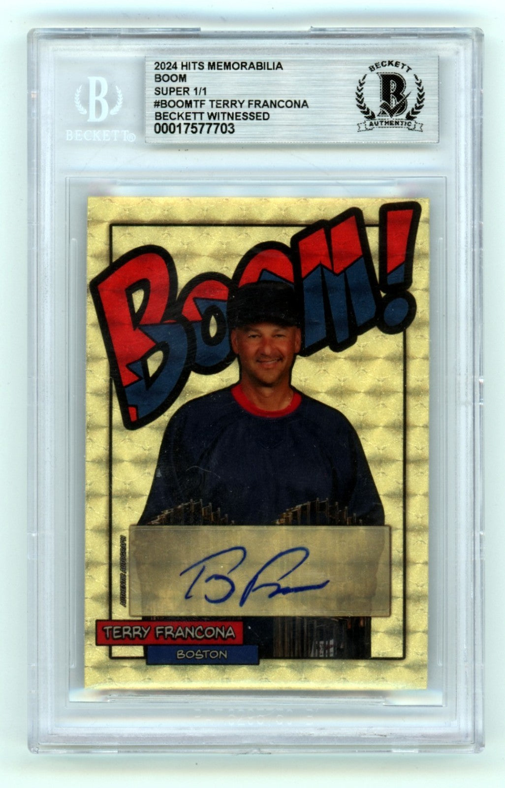 Terry Francona 2024 Hits Memorabilia BOOM Super #1/1 Signed BGS BAS Auto Red Sox-Powers Sports Memorabilia