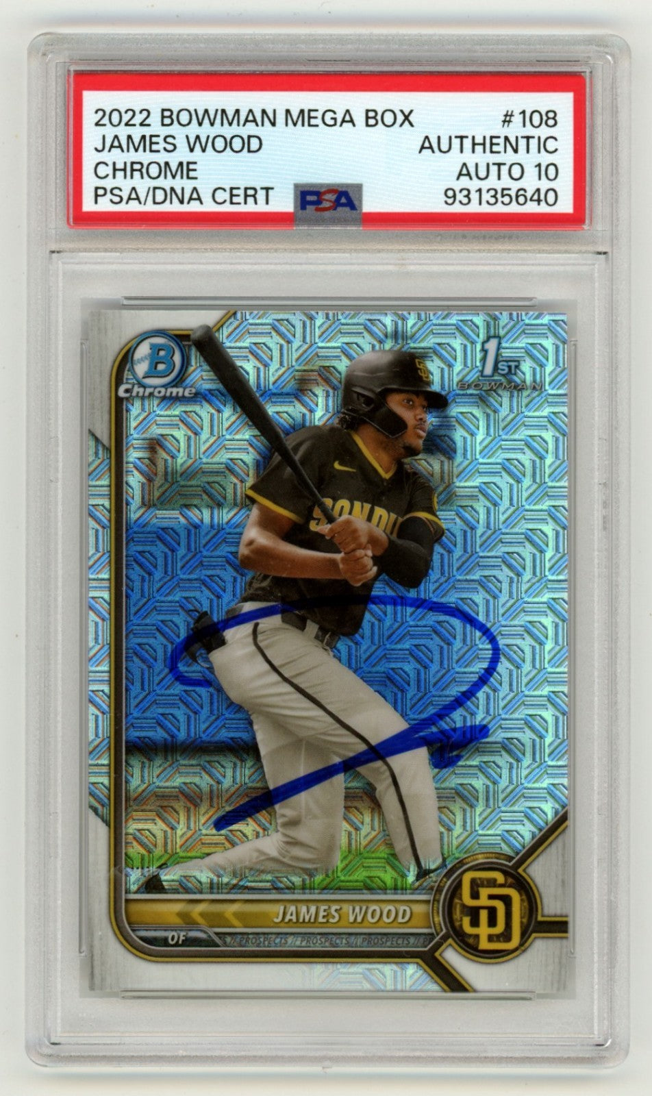 James Wood 2022 Bowman Chrome Mega Box Mojo Refractor 1st RC Signed PSA 10 Auto-Powers Sports Memorabilia