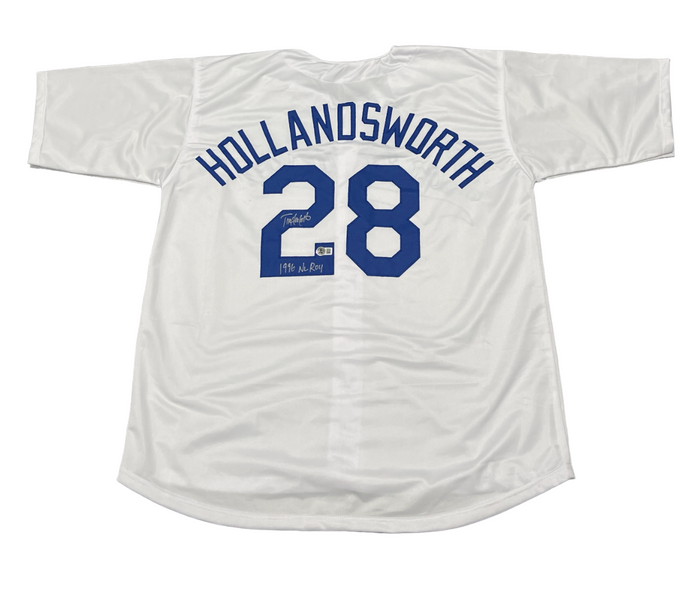 Todd Hollandsworth Signed LA Dodgers Custom Jersey w 96 NL ROY Beckett W BAS COA-Powers Sports Memorabilia