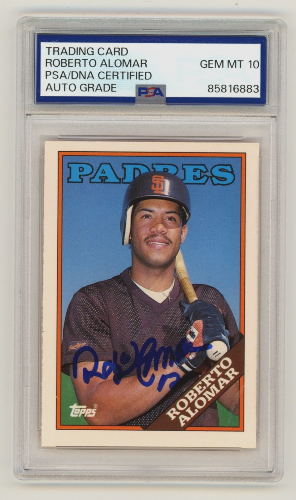 Roberto Alomar 1988 Topps Traded #4T Signed Rookie RC PSA 10 Auto Padres HOF-Powers Sports Memorabilia