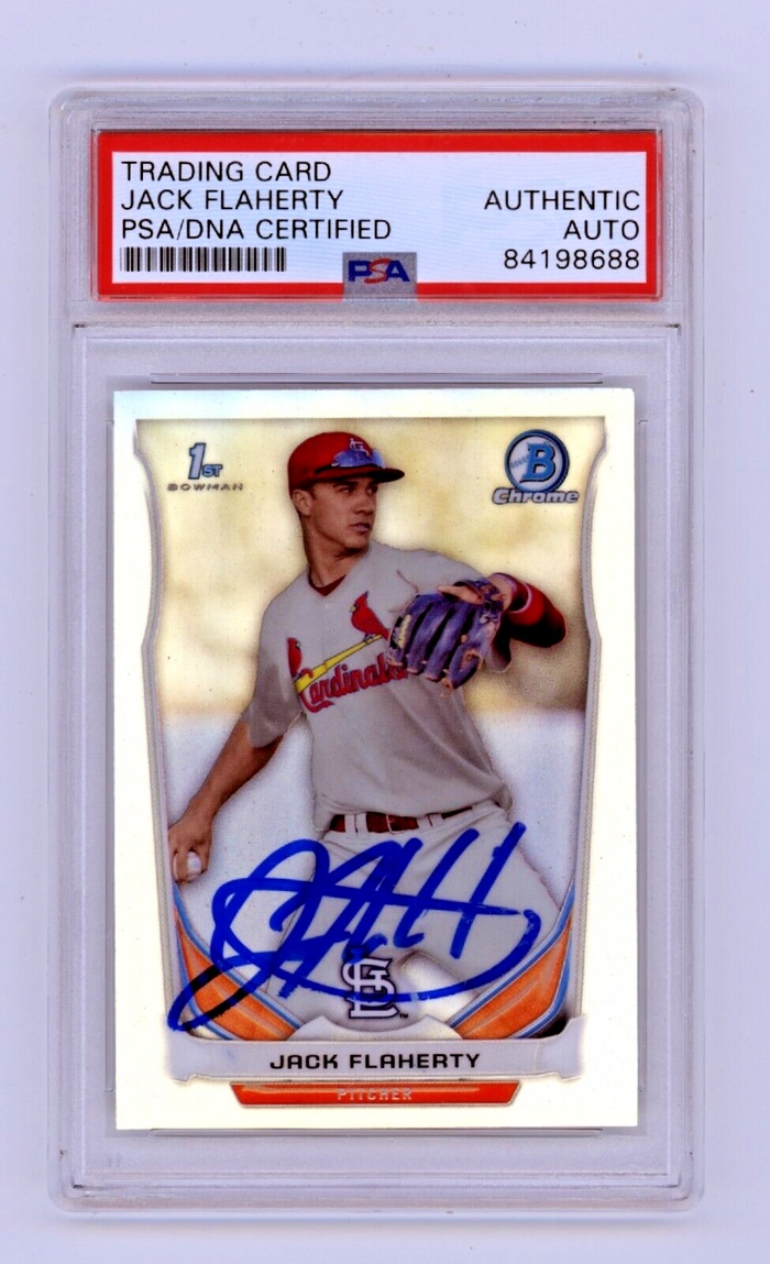 Jack Flaherty 2014 Bowman Draft Chrome Refractor RC Signed PSA/DNA Authenticated-Powers Sports Memorabilia