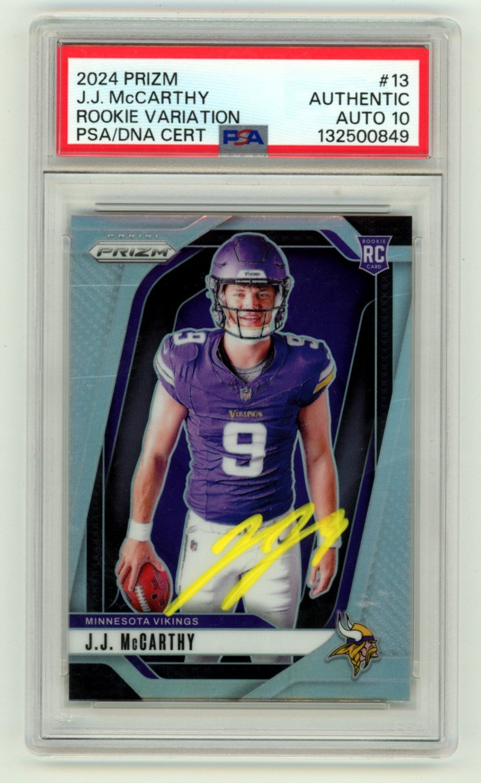 J.J. McCarthy 2024 Panini Prizm 400 Signed Rookie Variation Prizm RC PSA 10 Auto-Powers Sports Memorabilia