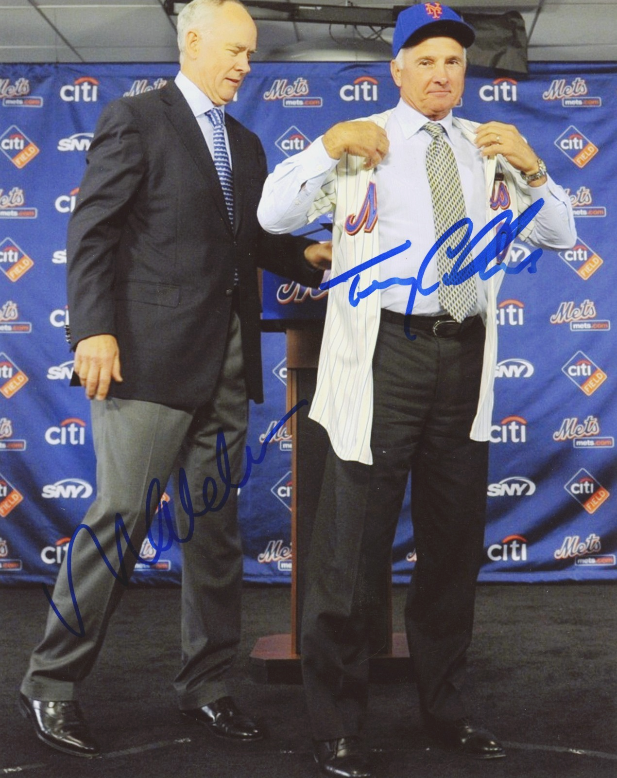 Sandy Alderson & Terry Collins Dual Signed Mets 8x10 Photo LSCM Authenticated-Powers Sports Memorabilia