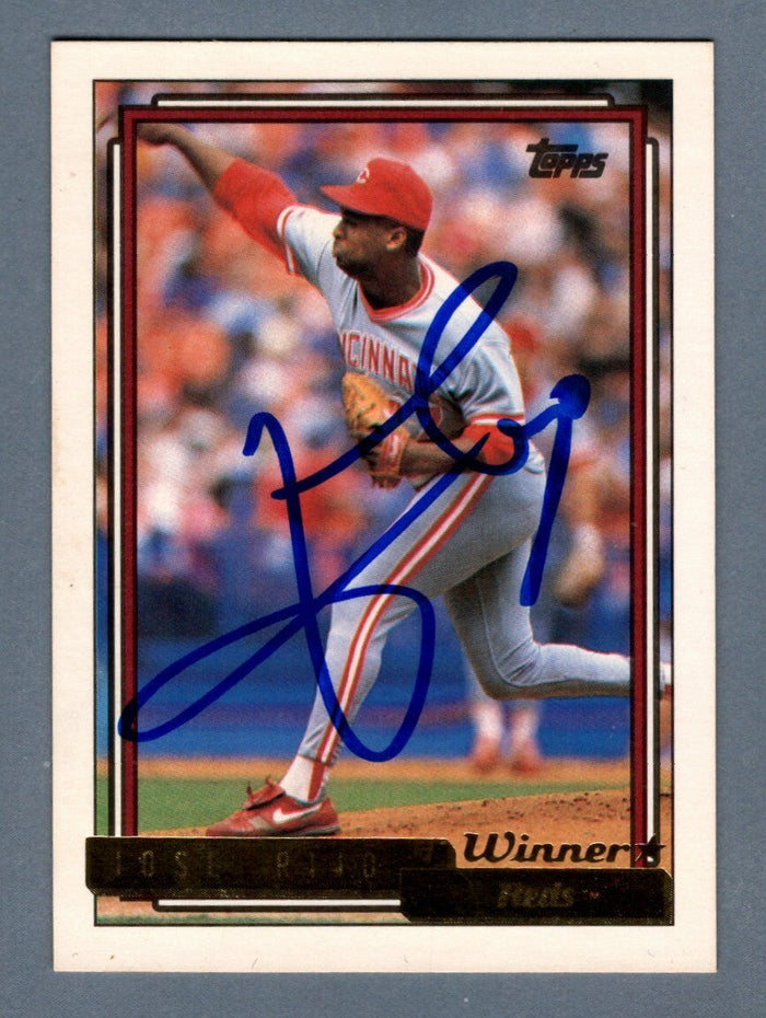 Jose Rijo Signed 1992 Topps Gold Winners #220 LSCM Authenticated Cincinnati Reds-Powers Sports Memorabilia