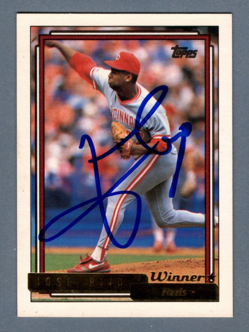 Jose Rijo Signed 1992 Topps Gold Winners #220 LSCM Authenticated Cincinnati Reds-Powers Sports Memorabilia