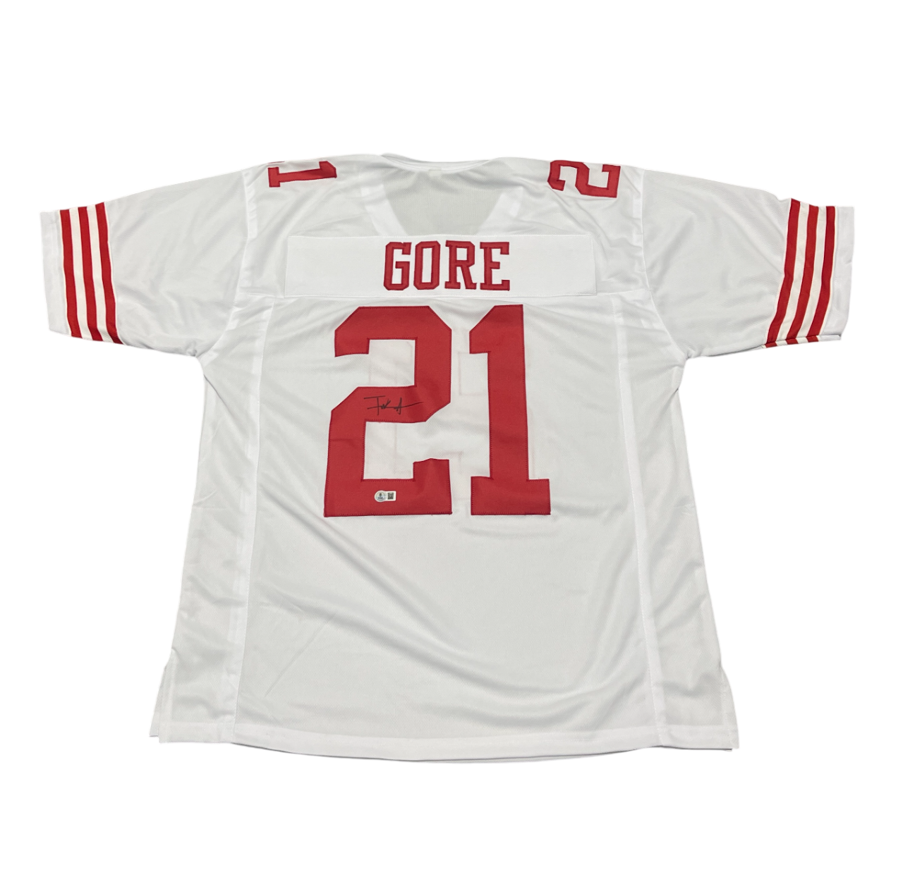 Frank Gore Signed Custom White Jersey Beckett Authenticated-Powers Sports Memorabilia