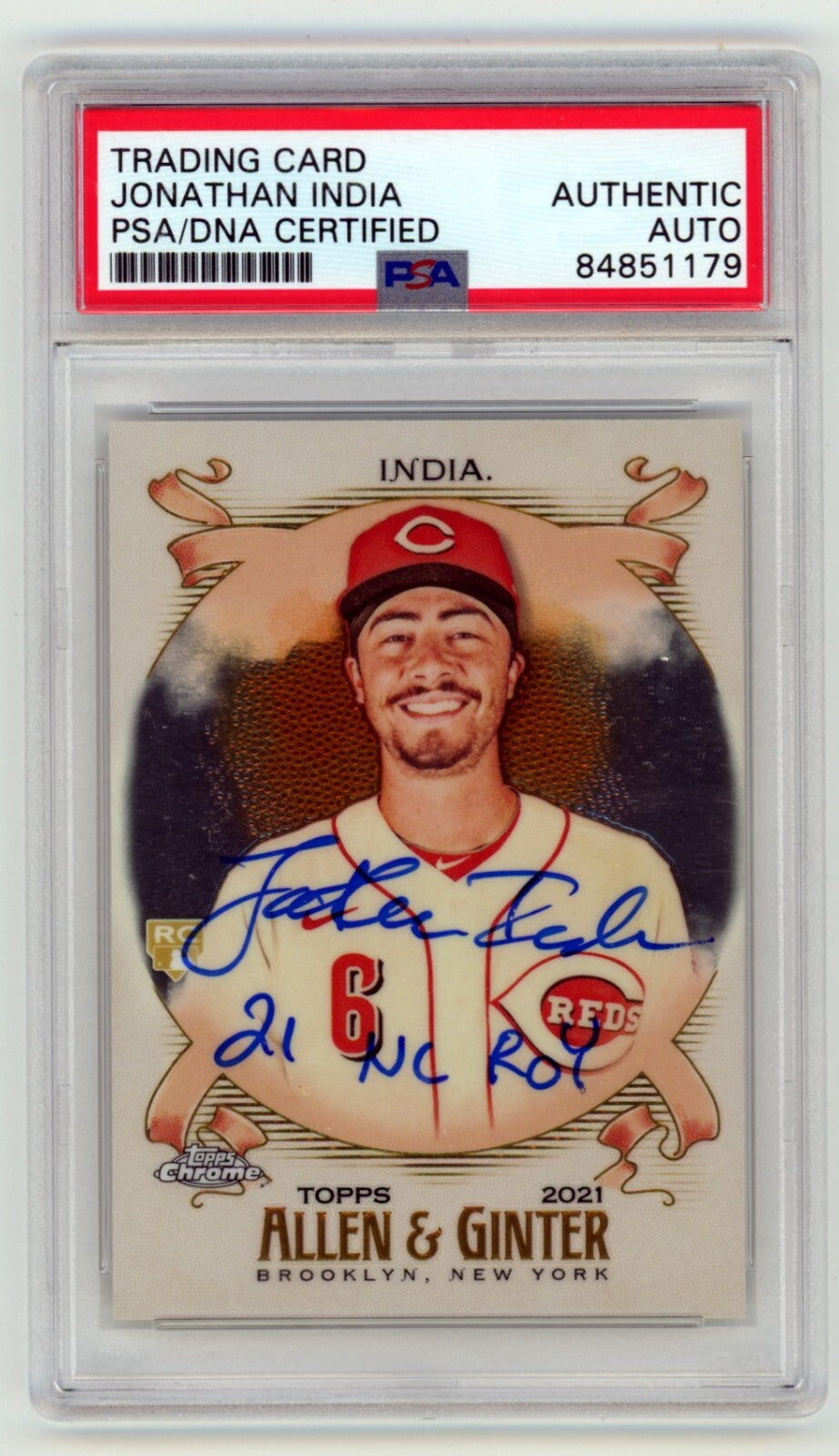 Jonathan India 2021 Topps Chrome Allen & Ginter #210 Signed RC w/ Ins PSA Auto-Powers Sports Memorabilia