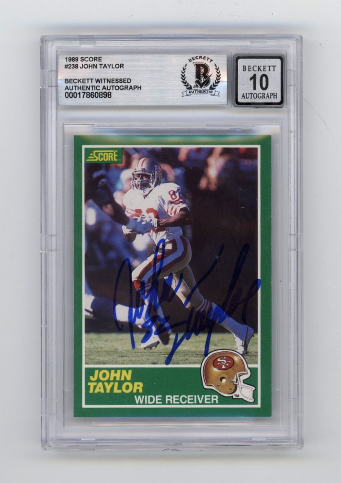 John Taylor 1989 Score #238 RC Signed Beckett BGS 10 Auto San Francisco 49ers-Powers Sports Memorabilia