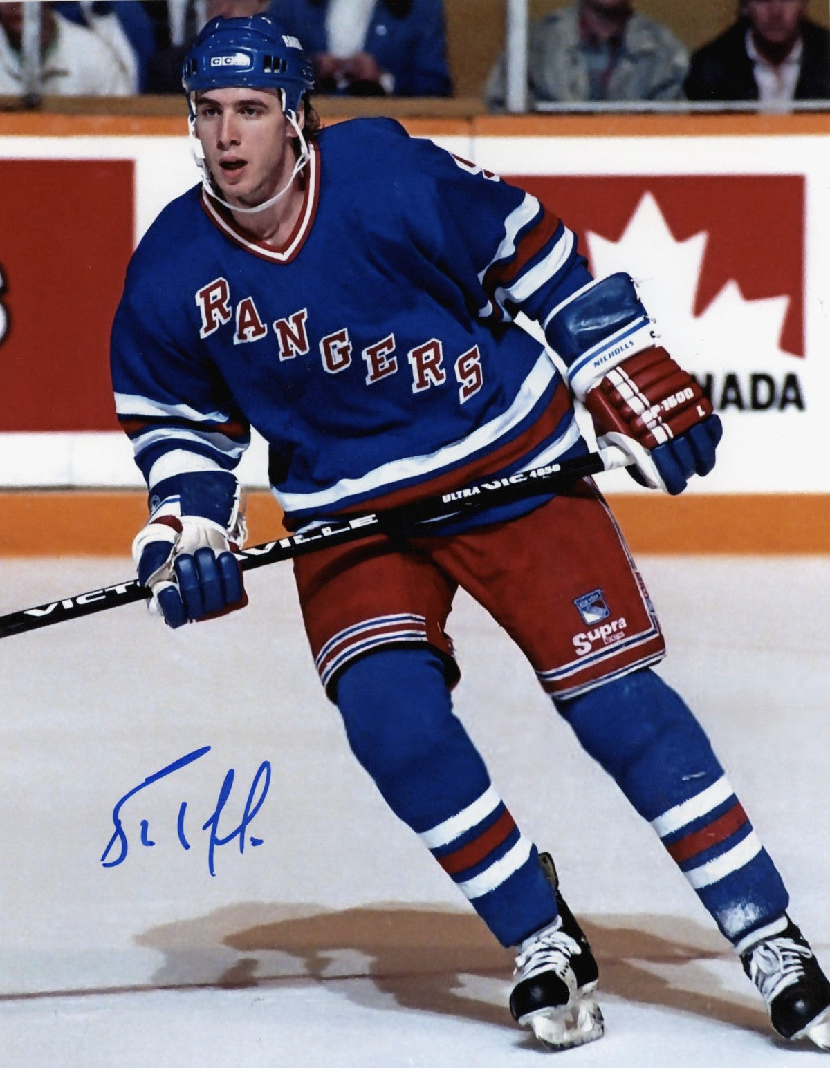 Bernie Nicholls Signed Autographed New York Rangers 8x10 Photo LSCM COA-Powers Sports Memorabilia