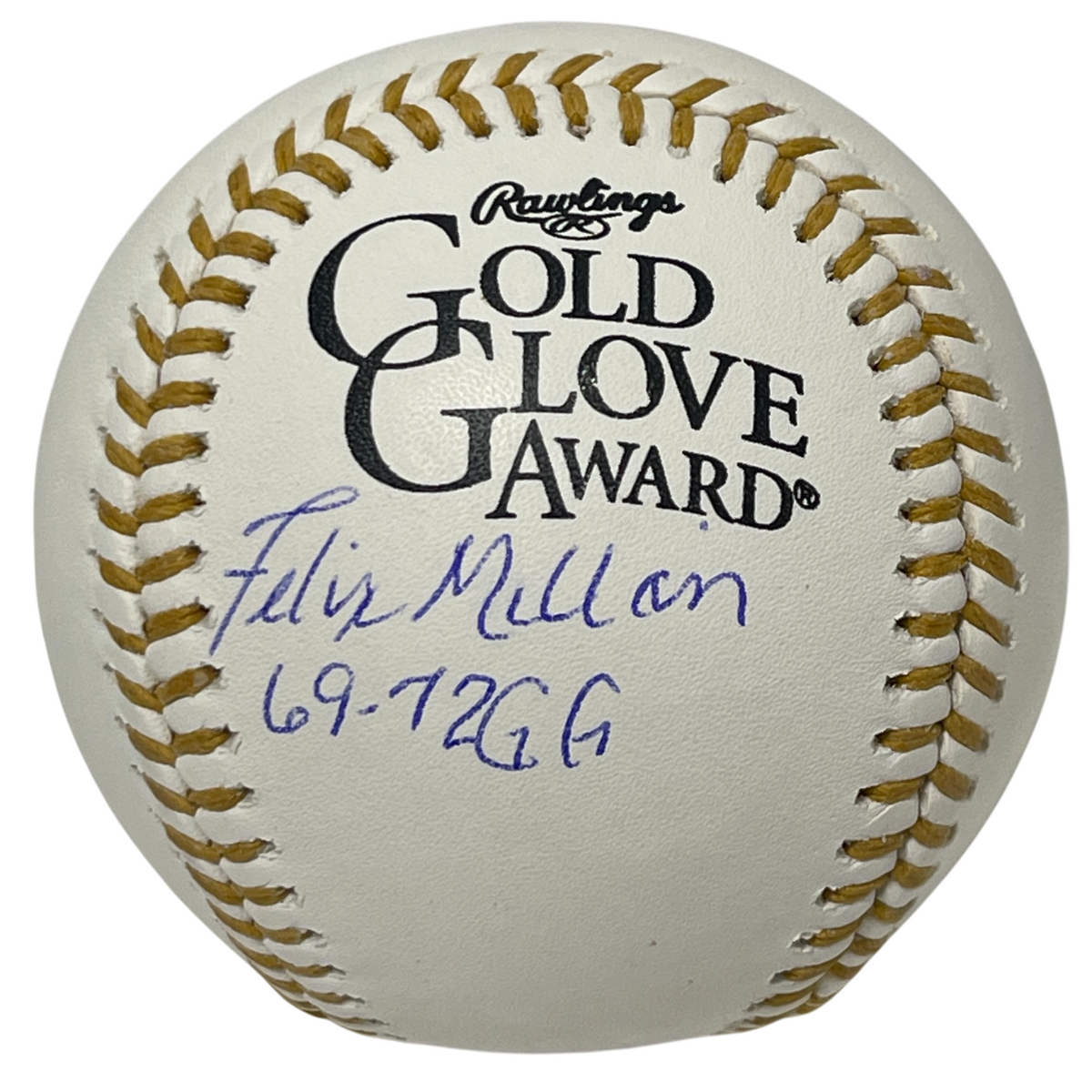 Felix Millan Signed Rawlings Gold Glove Baseball w/ 69-72 GG Beckett Witness Authenticated-Powers Sports Memorabilia
