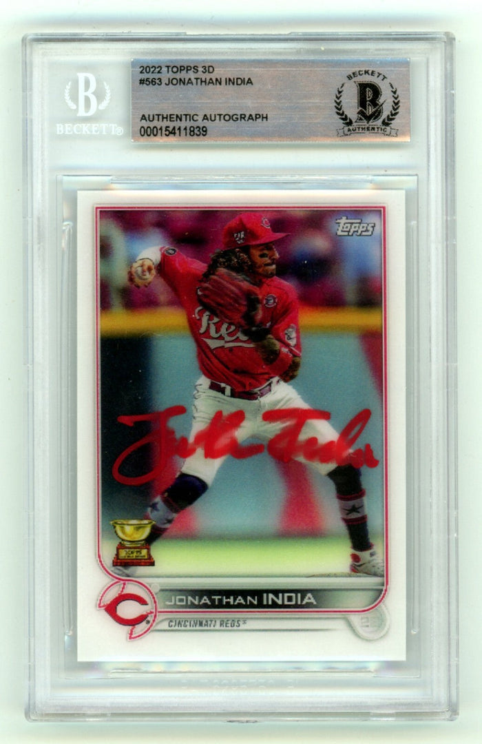 Jonathan India 2022 Topps 3D #563 Signed Beckett BGS BAS Auto Kansas City Royals-Powers Sports Memorabilia