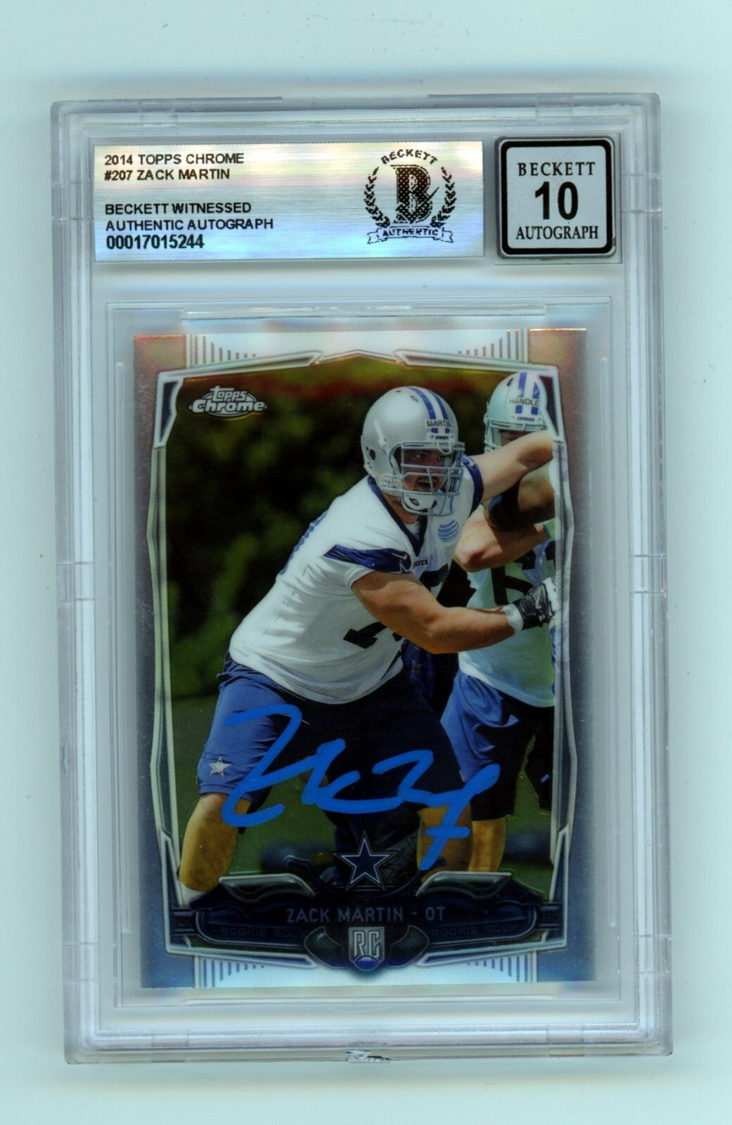 Zack Martin 2014 Topps Chrome #406 Signed Rookie RC Beckett BGS 10 Auto Cowboys-Powers Sports Memorabilia