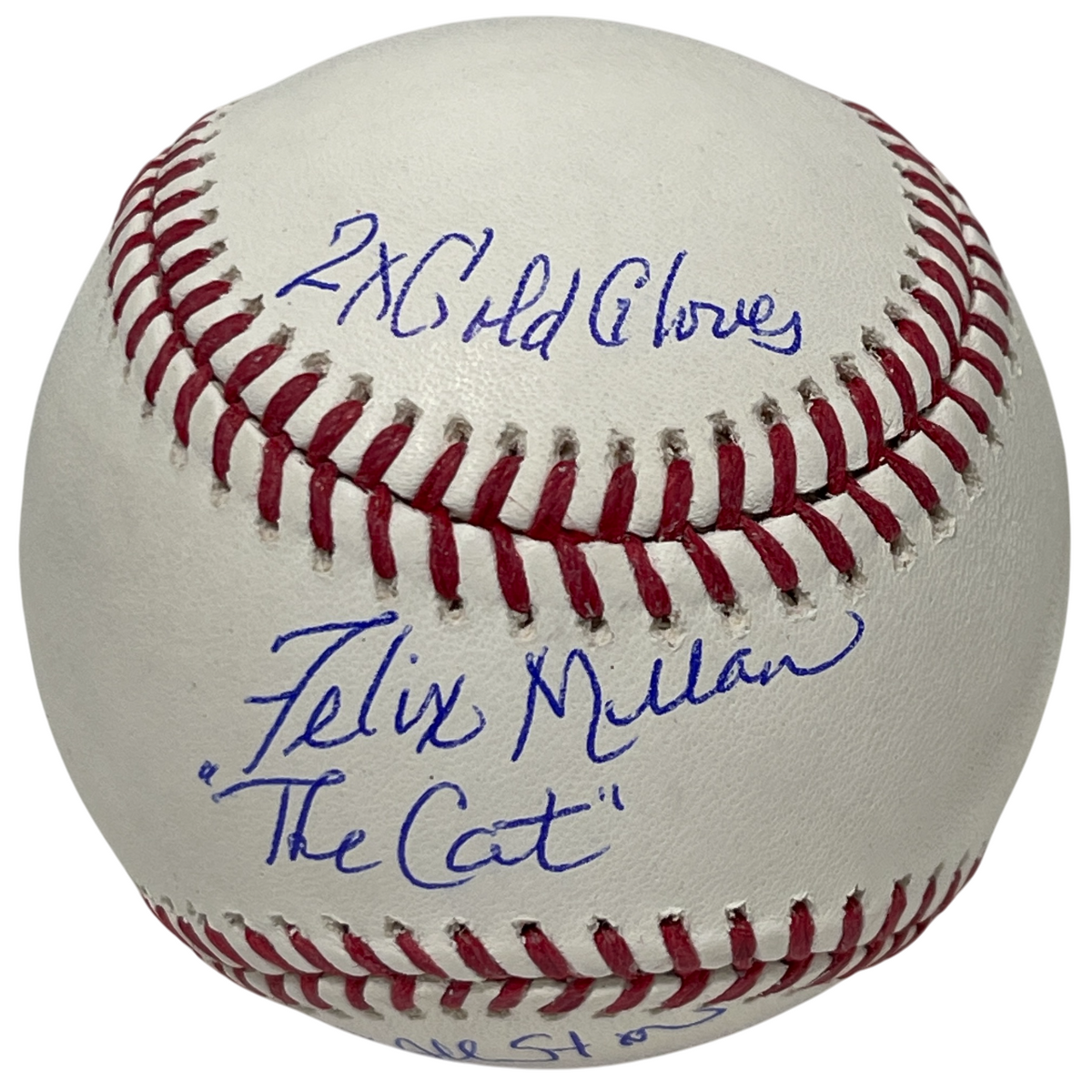 Felix Millan Signed ROMLB Baseball w/ 3x Ins Beckett Witness Authenticated-Powers Sports Memorabilia