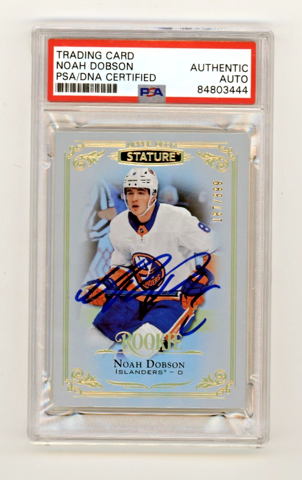 Noah Dobson 2019-20 Upper Deck Stature Rookie RC #/399 Signed PSA Auto-Powers Sports Memorabilia