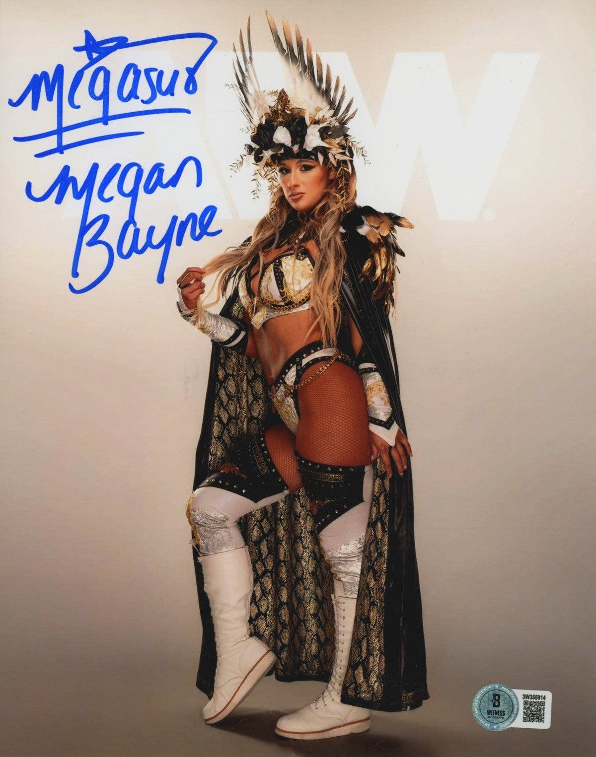 Megan Bayne Signed AEW 8x10 Photo w/ Megasus Beckett Witness BAS COA #2-Powers Sports Memorabilia