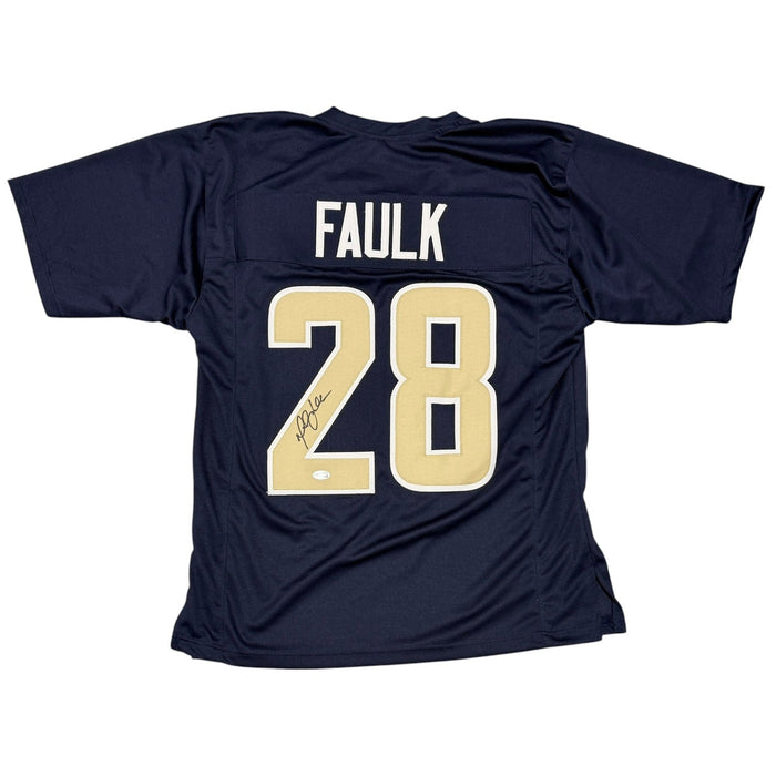 Marshall Faulk Signed St. Louis Custom Navy Jersey JSA Witness Authenticated-Powers Sports Memorabilia