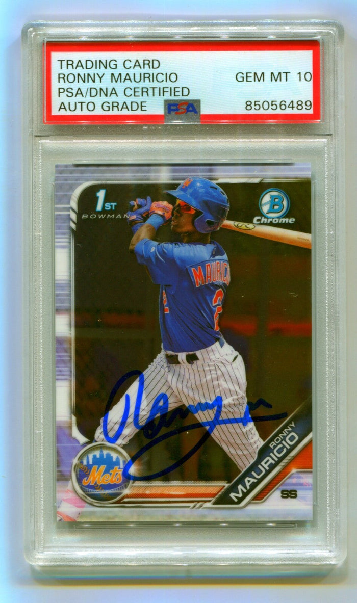 Ronny Mauricio 2019 Bowman Chrome BCP-107 1st Prospect Signed RC PSA 10 Auto-Powers Sports Memorabilia