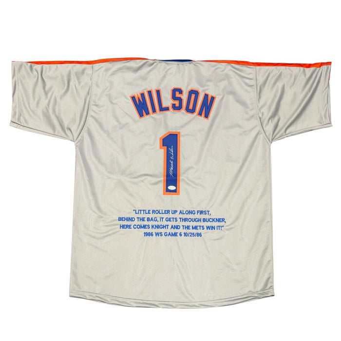 Mookie Wilson Signed 1986 WS Play Embroidered LE Custom Jersey JSA Witness Authenticated-Powers Sports Memorabilia