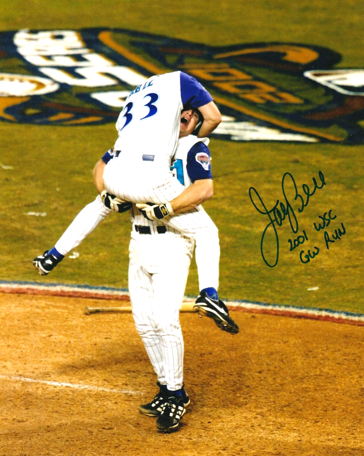 Jay Bell Signed Arizona Diamondbacks 8x10 Photo w/ 2001 WSC GW Run LSCM Authenticated-Powers Sports Memorabilia