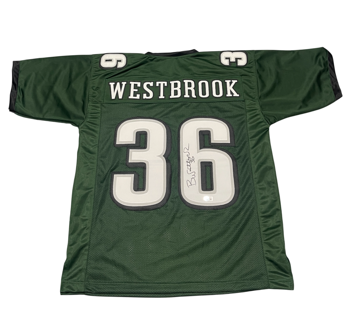 Brian Westbrook Signed Philadelphia Eagles Custom Jersey Beckett Witness BAS COA-Powers Sports Memorabilia