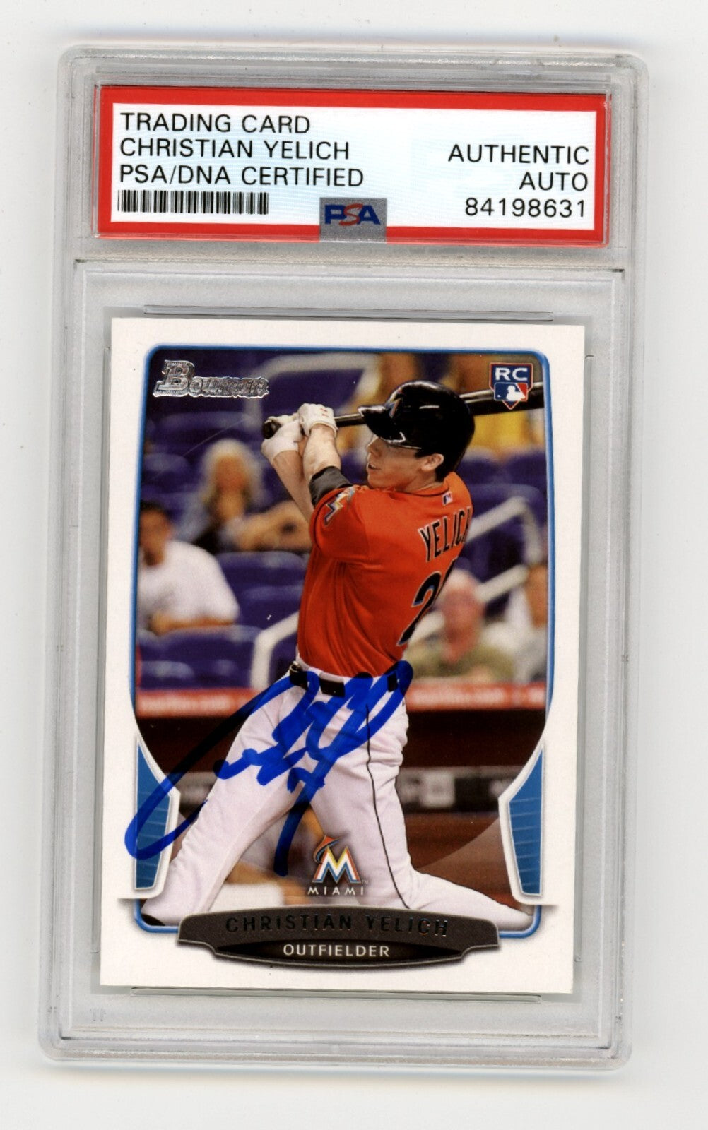 Christian Yelich 2013 Bowman #40 Rookie RC Signed PSA/DNA Authenticated Brewers-Powers Sports Memorabilia