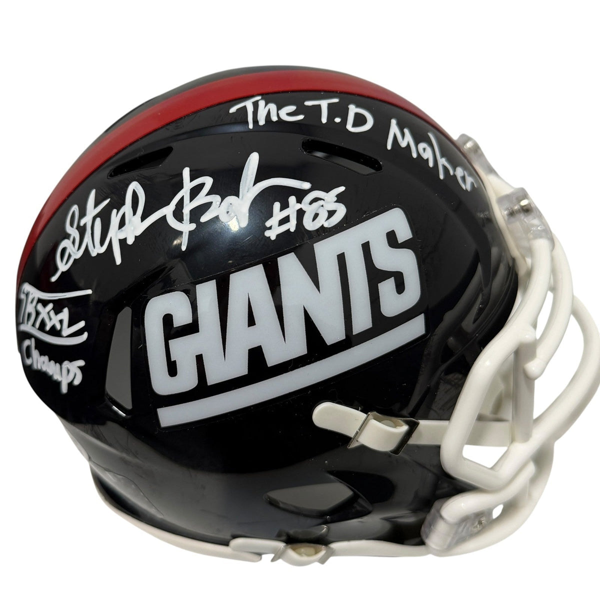 Stephen Baker Signed Giants TB Mini Helmet w/ SB Champs + TD Maker JSA Wit COA-Powers Sports Memorabilia