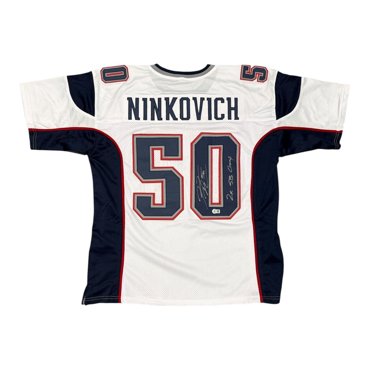Rob Ninkovich Signed Custom Jersey w/ 2x SB Champ Beckett Witness Authenticated - White Jersey-Powers Sports Memorabilia