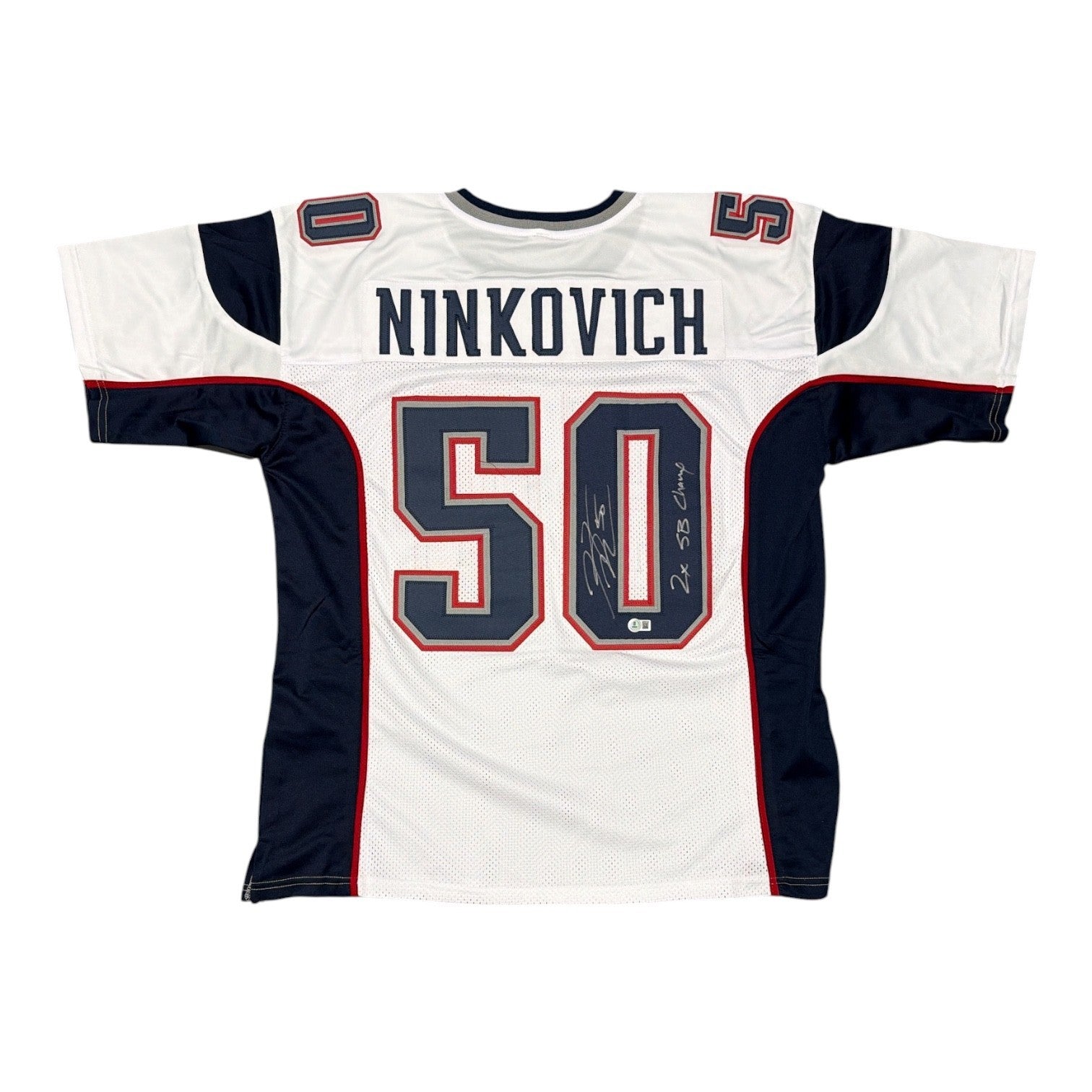 Rob Ninkovich Signed Custom Jersey w/ 2x SB Champ Beckett Witness Authenticated - White Jersey-Powers Sports Memorabilia