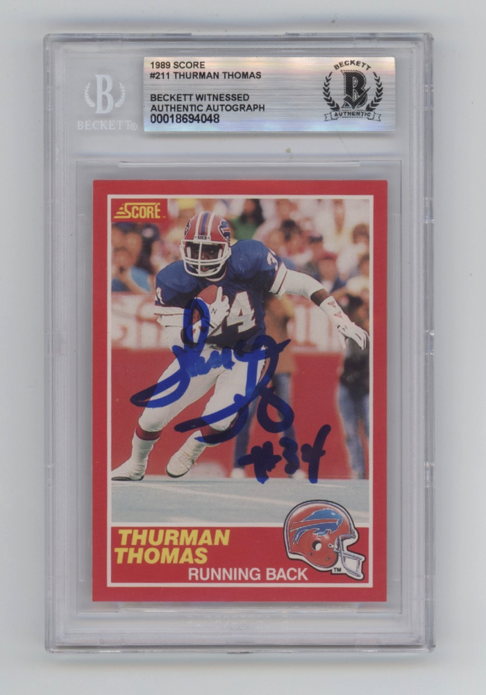 Thurman Thomas 1989 Score #211 Signed Rookie RC Beckett BGS BAS Auto Bills HOF-Powers Sports Memorabilia