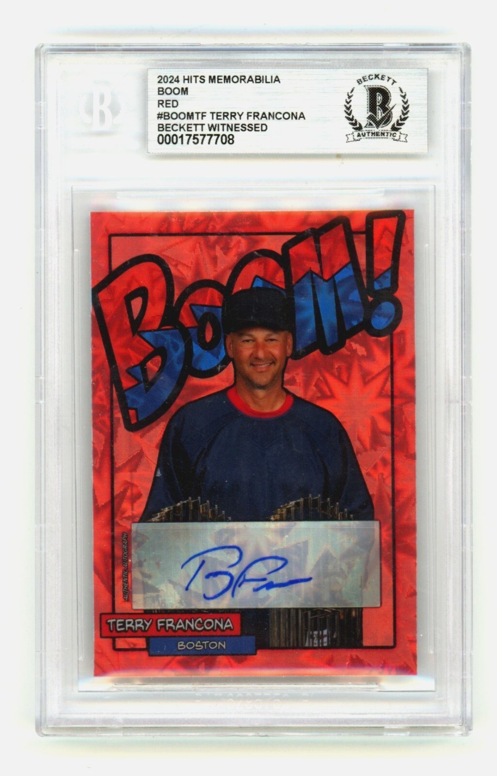 Terry Francona 2024 Hits Memorabilia BOOM Red /5 Signed BGS BAS Auto Red Sox-Powers Sports Memorabilia