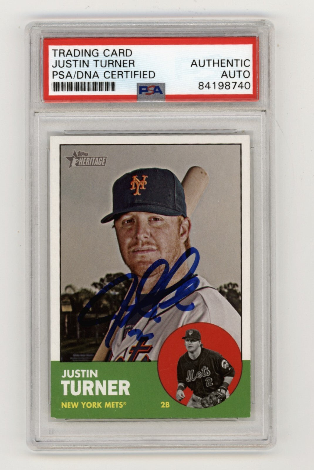Justin Turner 2012 Topps Heritage #292 Signed PSA/DNA Authenticated New York Mets-Powers Sports Memorabilia