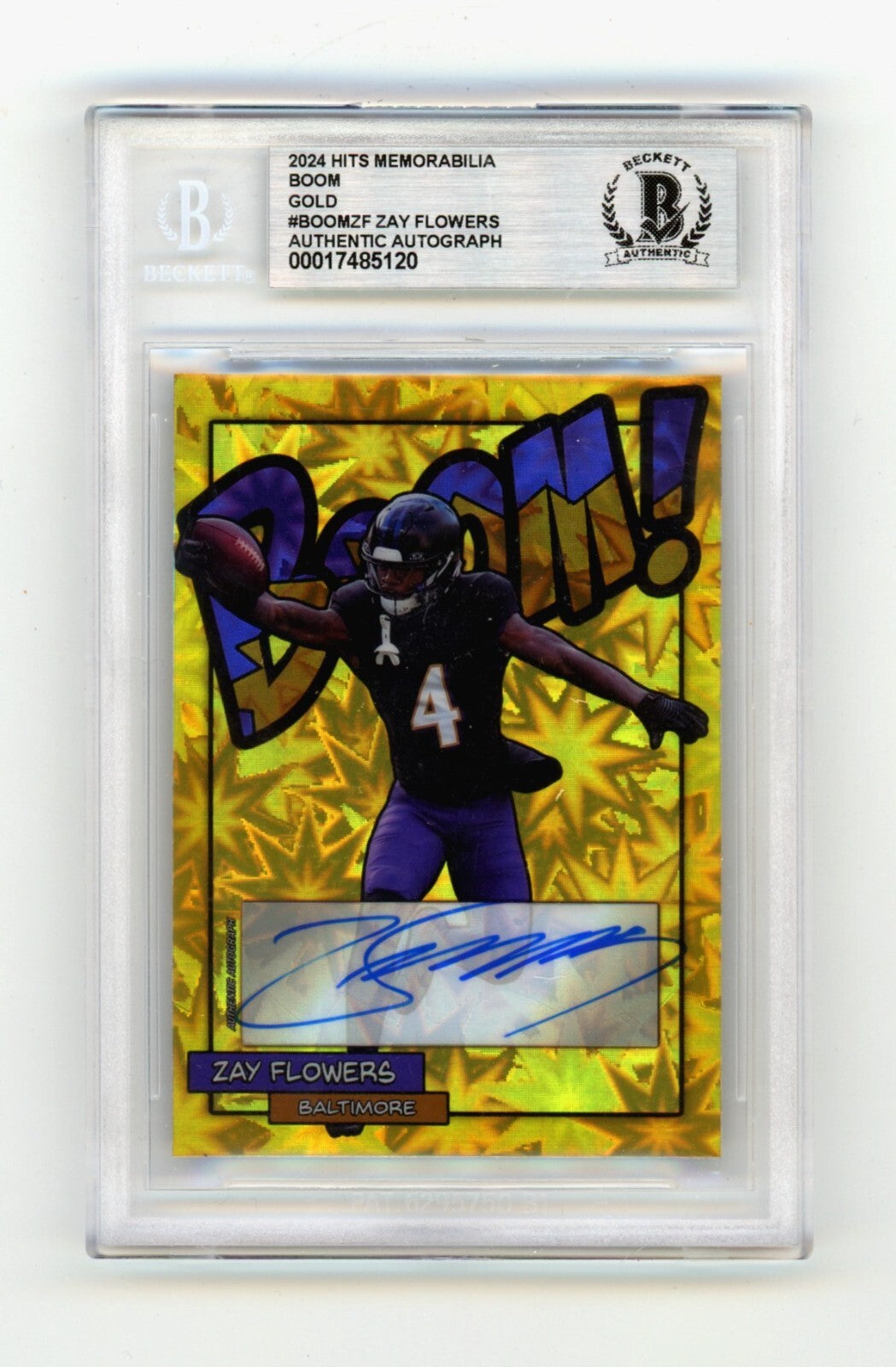 Zay Flowers 2024 Hits Memorabilia BOOM Gold /10 Signed BGS BAS Auto Ravens-Powers Sports Memorabilia