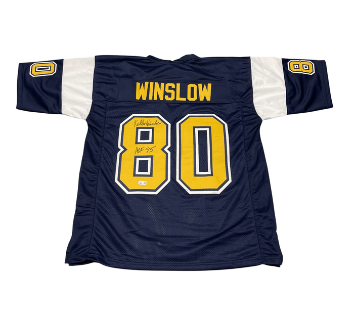 Kellen Winslow Signed Custom Jersey w/ HOF 95 Beckett Witness Authenticated-Powers Sports Memorabilia