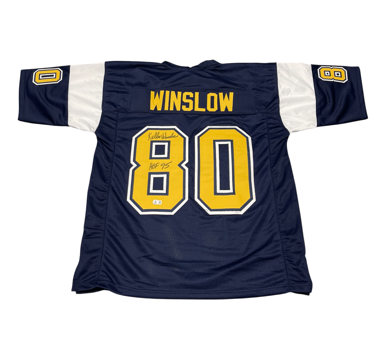 Kellen Winslow Signed Custom Jersey w/ HOF 95 Beckett Witness Authenticated-Powers Sports Memorabilia