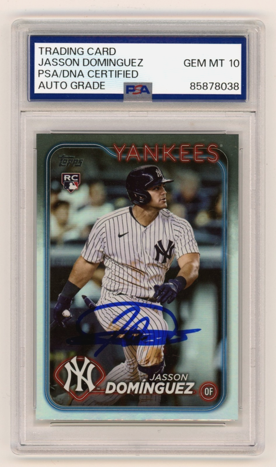 Jasson Dominguez 2024 Topps Series 1 #60 Foil Rookie RC PSA 10 Auto NY Yankees-Powers Sports Memorabilia