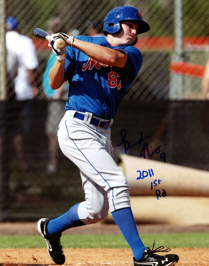Brandon Nimmo Signed New York Mets 8x10 Photo w/ 2011 1st Rd LSCM Authenticated #4-Powers Sports Memorabilia