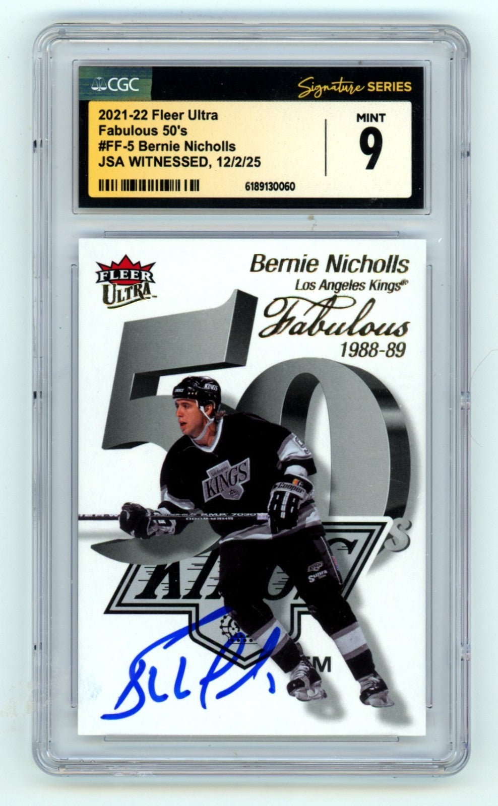 Bernie Nicholls 2021-22 Fleer Ultra Fabulous 50's Signed JSA CGC 9 LA Kings-Powers Sports Memorabilia