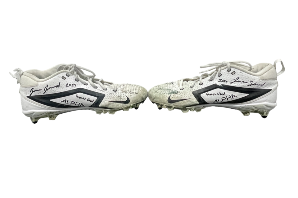 Jamien Sherwood Signed 2024 Game Used Football Cleats (PAIR) Beckett Wit BAS COA-Powers Sports Memorabilia