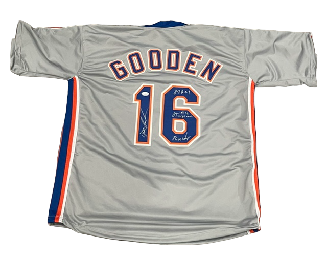 Dwight "Doc" Gooden Signed Custom Jersey NY Mets w/ 4 Insc. JSA WIT COA-Powers Sports Memorabilia
