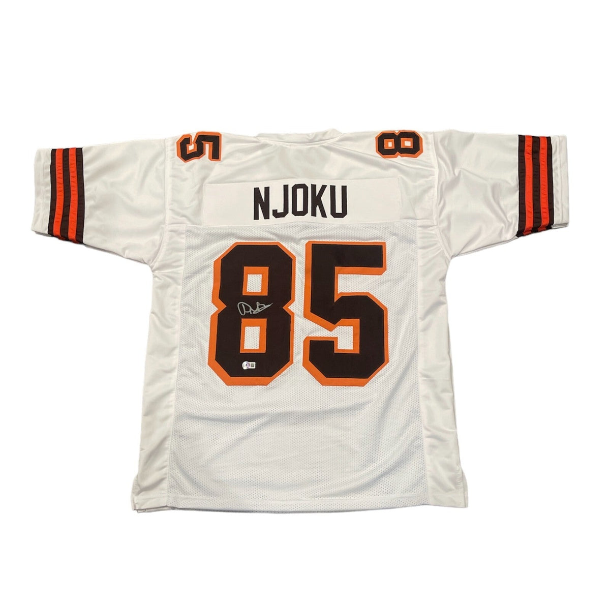 David Njoku Signed Custom Jersey Beckett Witness Authenticated - White Jersey-Powers Sports Memorabilia