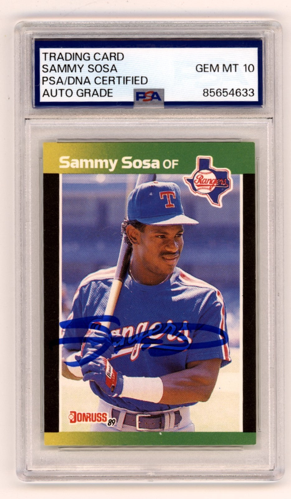 Sammy Sosa 1989 Donruss Baseball's Best 324 Signed Rookie RC PSA 10 Auto Rangers-Powers Sports Memorabilia
