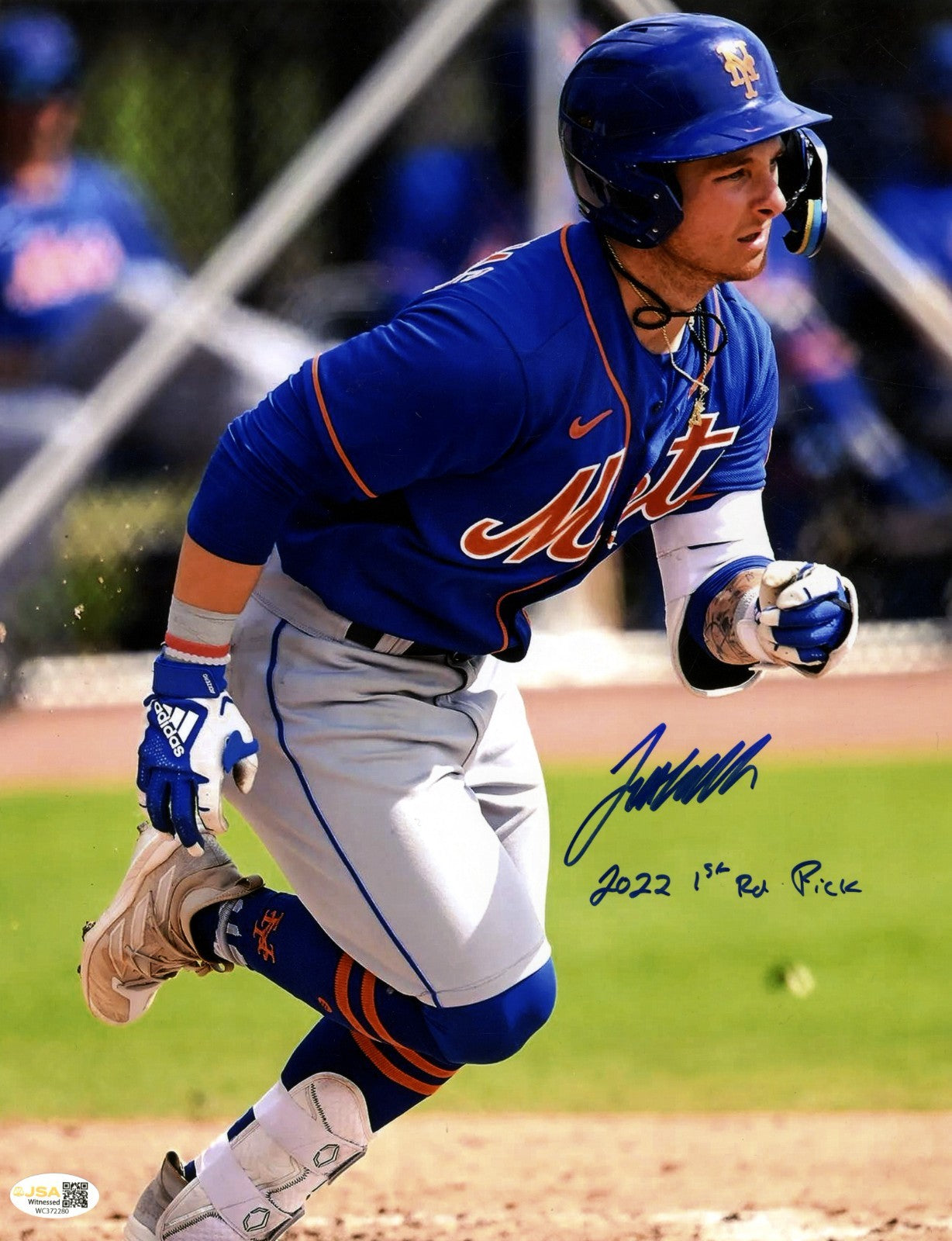 Jett Williams Signed New York Mets 11x14 Photo w/ 2022 1st Rd Pick JSA Witness Authenticated-Powers Sports Memorabilia