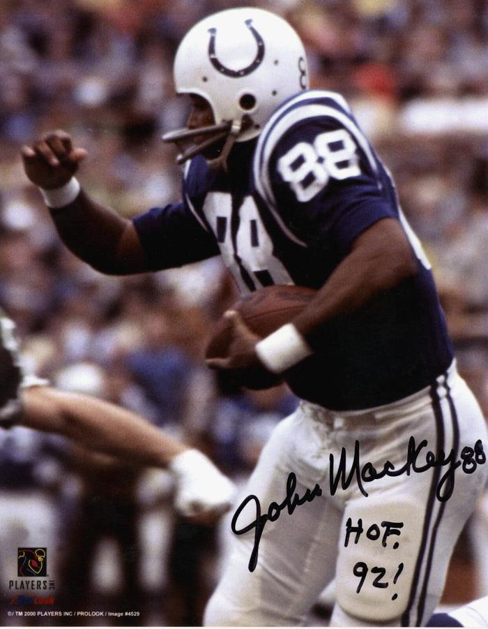 John Mackey Signed Baltimore Colts 8x10 Photo w/ HOF 92 LSCM Authenticated-Powers Sports Memorabilia