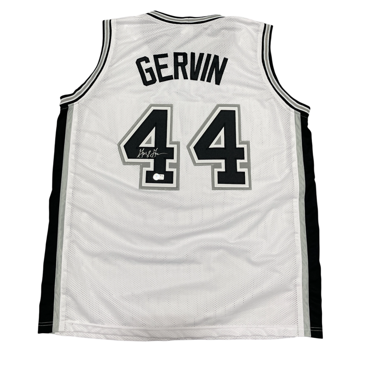 George Gervin Signed Custom Jersey Beckett Witness Authenticated - White Jersey-Powers Sports Memorabilia