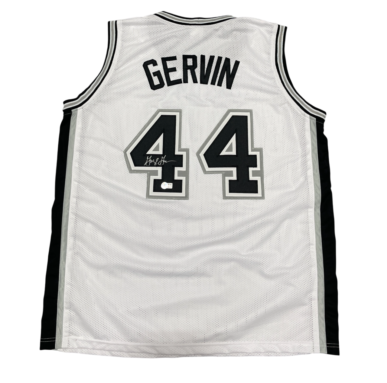 George Gervin Signed Custom Jersey Beckett Witness Authenticated - White Jersey-Powers Sports Memorabilia