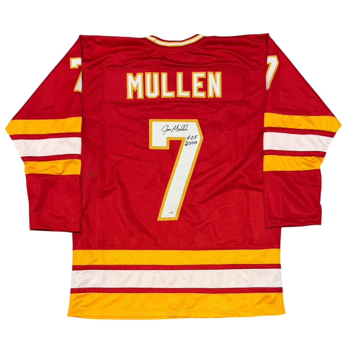 Joe Mullen Signed Calgary Flames Custom Jersey w/ HOF 2000 JSA Witness COA-Powers Sports Memorabilia
