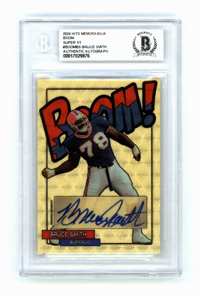 Bruce Smith 2024 Hits Memorabilia BOOM Super #1/1 Signed BGS BAS Auto Bills-Powers Sports Memorabilia
