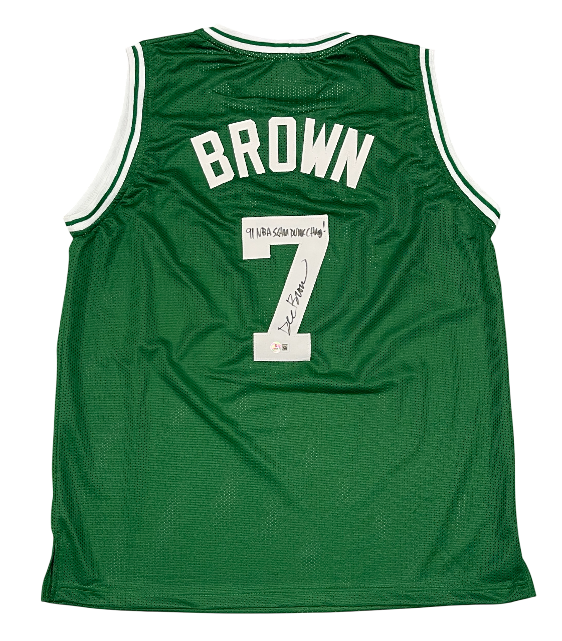 Dee Brown Signed Custom Jersey 91 NBA Slam Dunk Champ Beckett W Beckett Authenticated - Green Jersey-Powers Sports Memorabilia