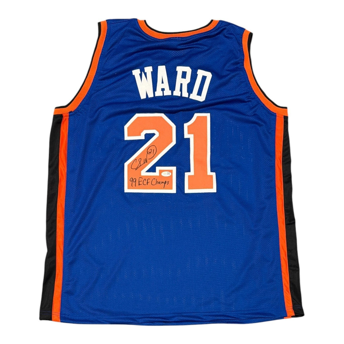 Charlie Ward Signed Custom Jersey w/ 99 ECF Champs JSA Witness Authenticated - Blue Jersey-Powers Sports Memorabilia
