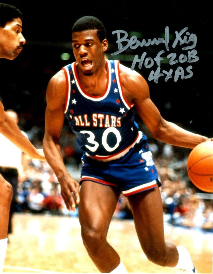 Bernard King Signed All-Star Game 8x10 Photo w/ HOF 13 + 4x AS LSCM Authenticated #13-Powers Sports Memorabilia